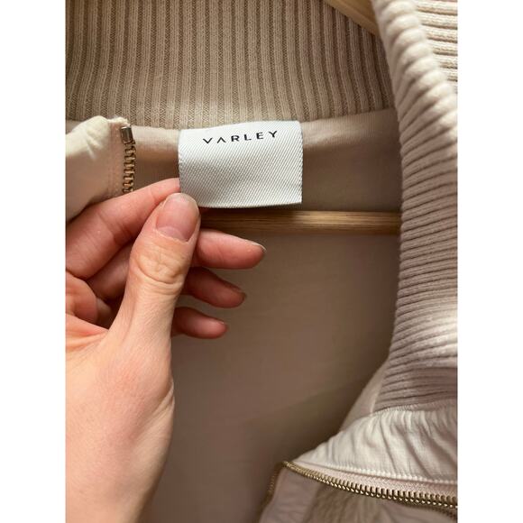 Varley Marney Sherpa Jacket Cream M | Oversized Ribbed Neck Longline Cozy Winter - Picture 11 of 15